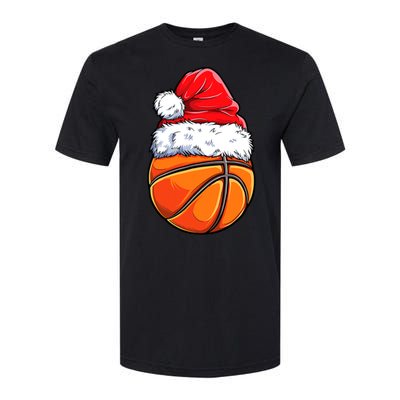 Christmas Basketball Ball Santa Hat Funny Sport Xmas Softstyle CVC T-Shirt