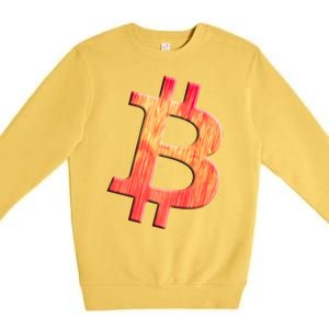 Cryptocurrency Blockchain Btc Orange Sunset Retro Bitcoin Premium Crewneck Sweatshirt