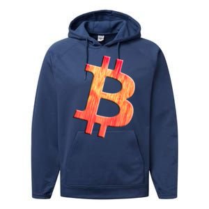 Cryptocurrency Blockchain Btc Orange Sunset Retro Bitcoin Performance Fleece Hoodie