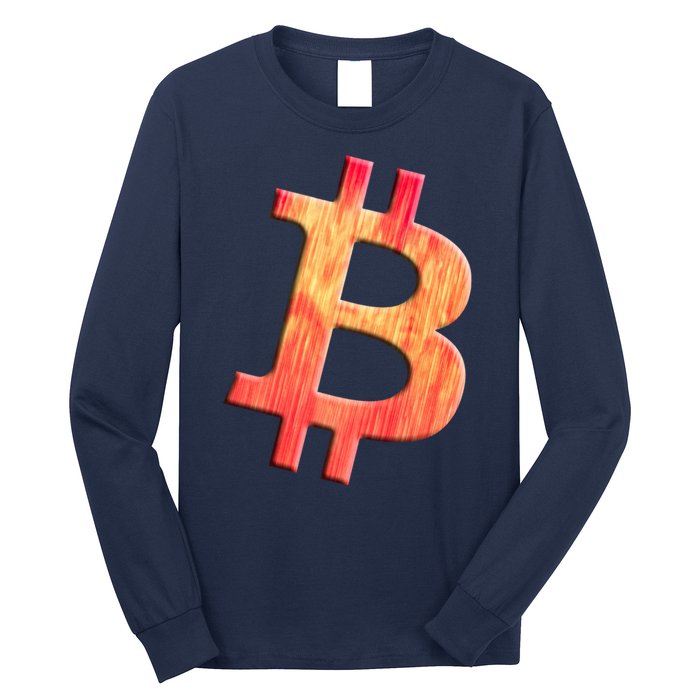 Cryptocurrency Blockchain Btc Orange Sunset Retro Bitcoin Long Sleeve Shirt