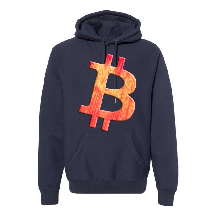 Cryptocurrency Blockchain Btc Orange Sunset Retro Bitcoin Premium Hoodie