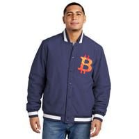 Cryptocurrency Blockchain Btc Orange Sunset Retro Bitcoin Insulated Varsity Jacket