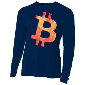 Cryptocurrency Blockchain Btc Orange Sunset Retro Bitcoin Cooling Performance Long Sleeve Crew