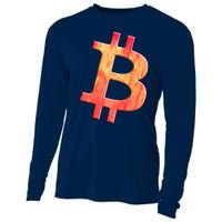 Cryptocurrency Blockchain Btc Orange Sunset Retro Bitcoin Cooling Performance Long Sleeve Crew