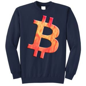 Cryptocurrency Blockchain Btc Orange Sunset Retro Bitcoin Tall Sweatshirt