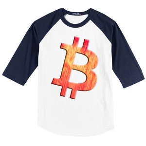 Cryptocurrency Blockchain Btc Orange Sunset Retro Bitcoin Baseball Sleeve Shirt