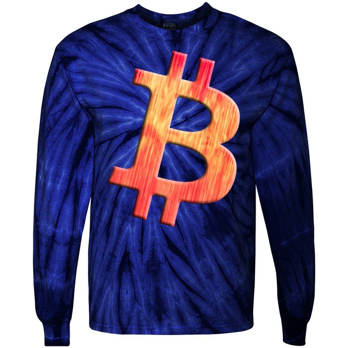 Cryptocurrency Blockchain Btc Orange Sunset Retro Bitcoin Tie-Dye Long Sleeve Shirt