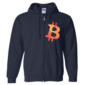 Cryptocurrency Blockchain Btc Orange Sunset Retro Bitcoin Full Zip Hoodie