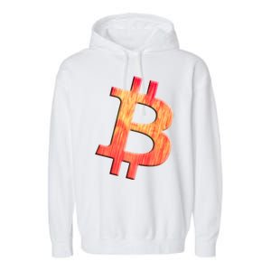 Cryptocurrency Blockchain Btc Orange Sunset Retro Bitcoin Garment-Dyed Fleece Hoodie