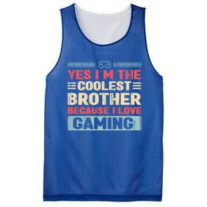 Coolest Brother Because Love Gaming Funny Design Gift Mesh Reversible Basketball Jersey Tank