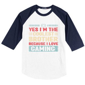 Coolest Brother Because Love Gaming Funny Design Gift Baseball Sleeve Shirt