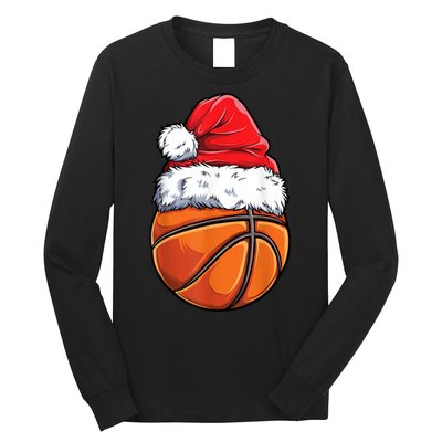 Christmas Basketball Ball Santa Hat Xmas Boys Men Sport TShirt Long Sleeve Shirt