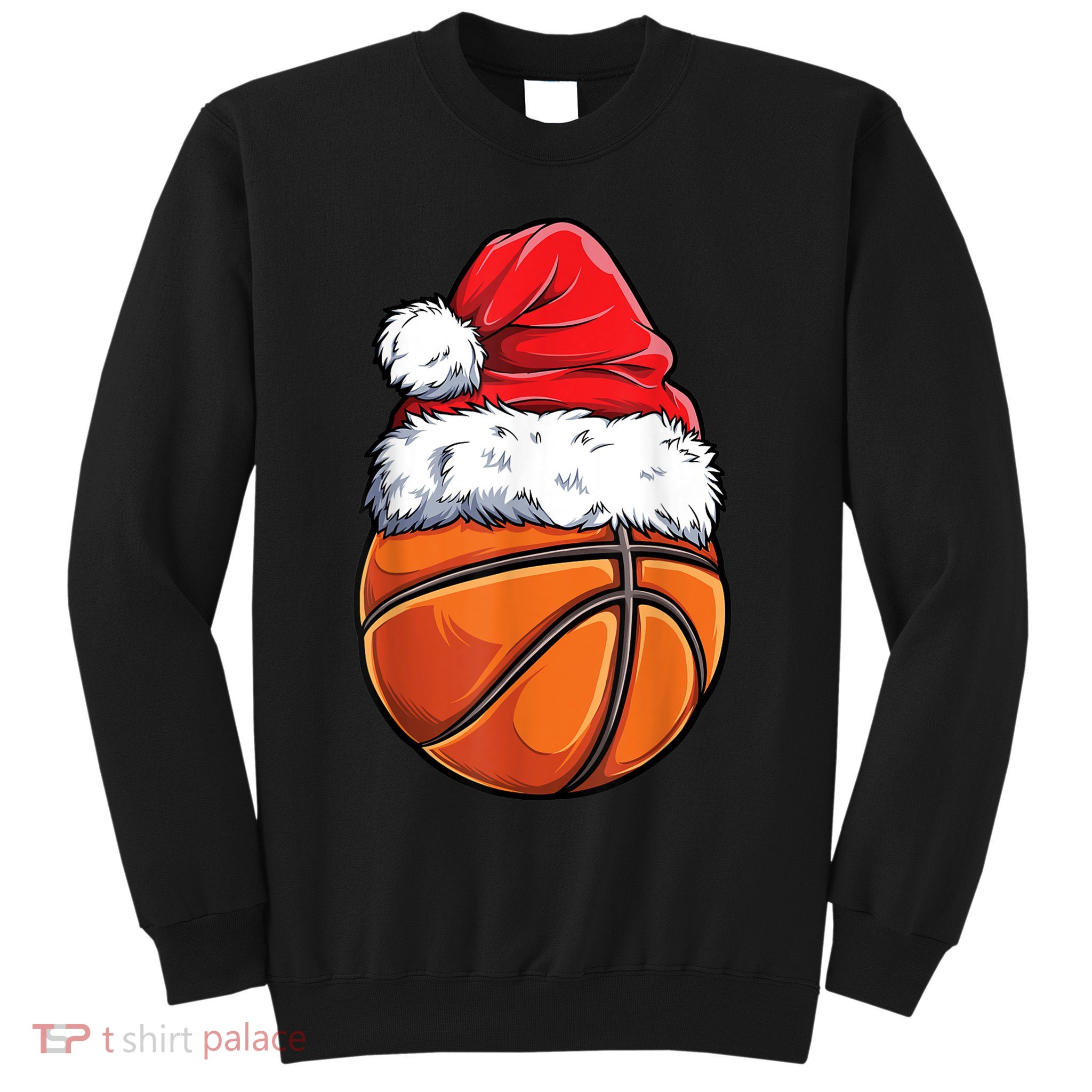 Christmas Basketball Ball Santa Hat Xmas Boys Men Sport TShirt Sweatshirt