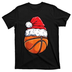 Christmas Basketball Ball Santa Hat Xmas Boys Men Sport TShirt T-Shirt