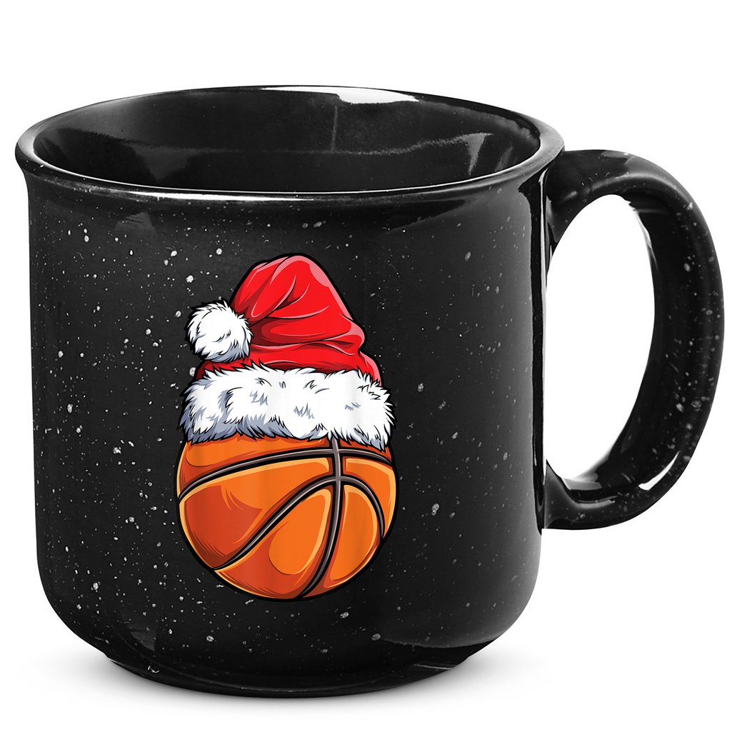 Christmas Basketball Ball Santa Hat Xmas Boys Men Sport TShirt 15oz Campfire Ceramic Mug