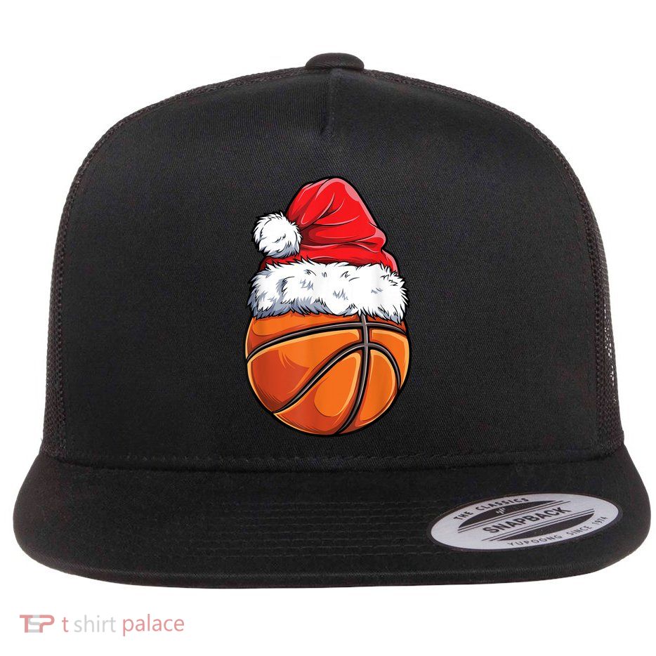 Christmas Basketball Ball Santa Hat Xmas Boys Men Sport TShirt Flatbill Hat