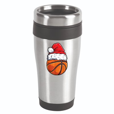 Christmas Basketball Ball Santa Hat Xmas Boys Men Sport TShirt 16oz Travel Tumbler
