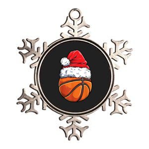 Christmas Basketball Ball Santa Hat Xmas Boys Men Sport TShirt Metallic Star Ornament