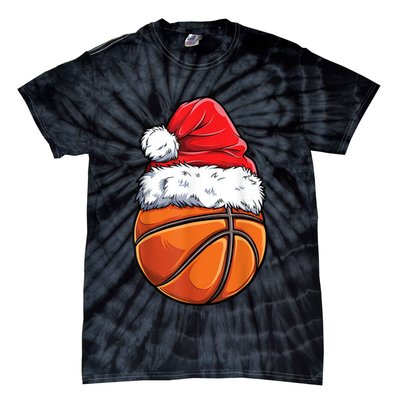 Christmas Basketball Ball Santa Hat Xmas Boys Men Sport TShirt Tie-Dye T-Shirt