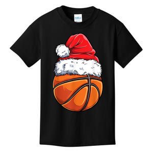 Christmas Basketball Ball Santa Hat Xmas Boys Men Sport TShirt Kids T-Shirt