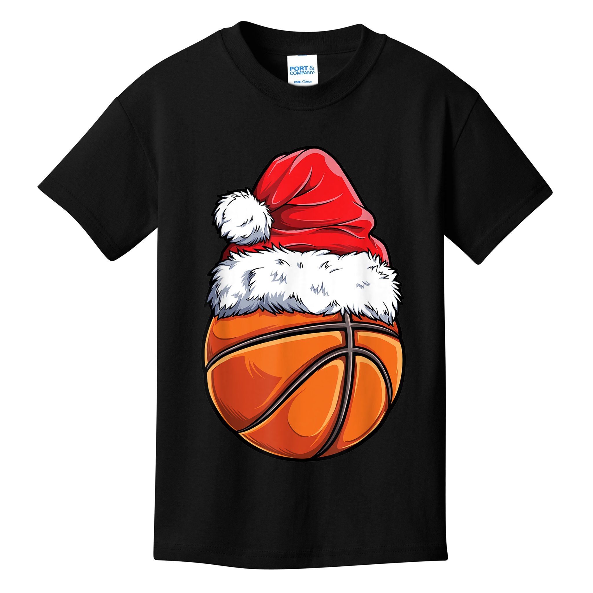 Christmas Basketball Ball Santa Hat Xmas Boys Men Sport TShirt Kids T-Shirt
