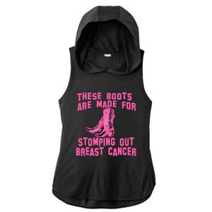 Cowboy Boots Breast Cancer Ladies PosiCharge Tri-Blend Wicking Draft Hoodie Tank