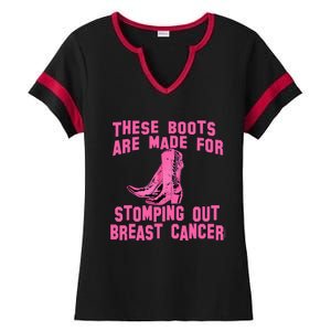 Cowboy Boots Breast Cancer Ladies Halftime Notch Neck Tee