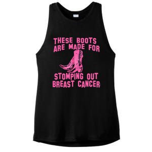 Cowboy Boots Breast Cancer Ladies PosiCharge Tri-Blend Wicking Tank