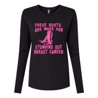 Cowboy Boots Breast Cancer Womens Cotton Relaxed Long Sleeve T-Shirt