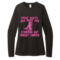 Cowboy Boots Breast Cancer Womens CVC Long Sleeve Shirt