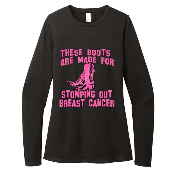 Cowboy Boots Breast Cancer Womens CVC Long Sleeve Shirt