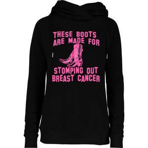 Cowboy Boots Breast Cancer Womens Funnel Neck Pullover Hood