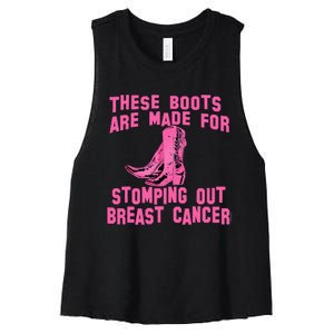 Cowboy Boots Breast Cancer Women's Racerback Cropped Tank