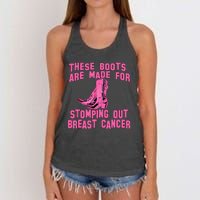 Cowboy Boots Breast Cancer Women's Knotted Racerback Tank