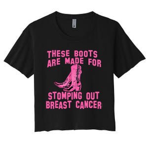 Cowboy Boots Breast Cancer Women's Crop Top Tee