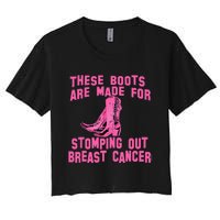 Cowboy Boots Breast Cancer Women's Crop Top Tee