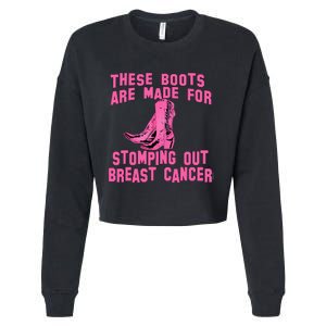 Cowboy Boots Breast Cancer Cropped Pullover Crew