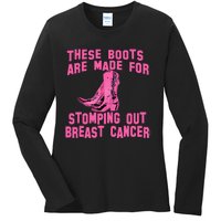 Cowboy Boots Breast Cancer Ladies Long Sleeve Shirt