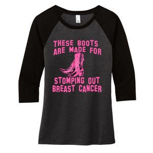 Cowboy Boots Breast Cancer Women's Tri-Blend 3/4-Sleeve Raglan Shirt