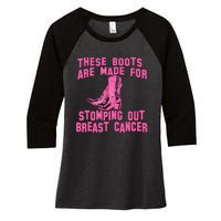 Cowboy Boots Breast Cancer Women's Tri-Blend 3/4-Sleeve Raglan Shirt