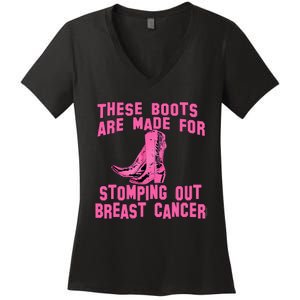 Cowboy Boots Breast Cancer Women's V-Neck T-Shirt