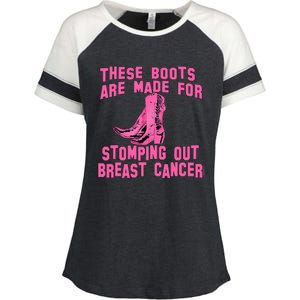 Cowboy Boots Breast Cancer Enza Ladies Jersey Colorblock Tee