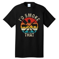 Chef Butcher BBQ Id Smoke That Funny Fathers Day Vintage Tall T-Shirt