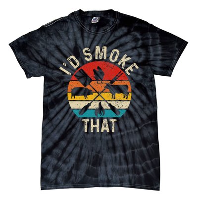 Chef Butcher BBQ Id Smoke That Funny Fathers Day Vintage Tie-Dye T-Shirt