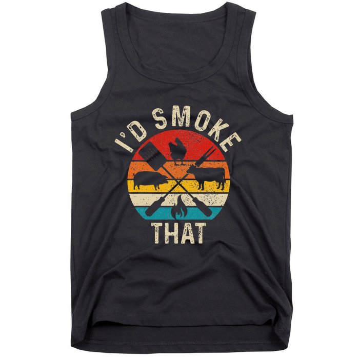 Chef Butcher BBQ Id Smoke That Funny Fathers Day Vintage Tank Top