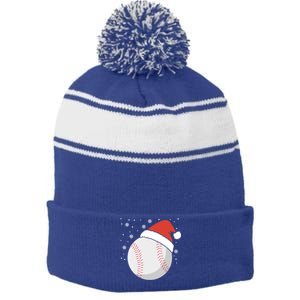 Christmas Baseball Ball Santa Claus Hat Xmas Catcher Pitcher Funny Gift Stripe Pom Pom Beanie