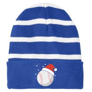 Christmas Baseball Ball Santa Claus Hat Xmas Catcher Pitcher Funny Gift Striped Beanie with Solid Band