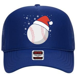 Christmas Baseball Ball Santa Claus Hat Xmas Catcher Pitcher Funny Gift High Crown Mesh Back Trucker Hat