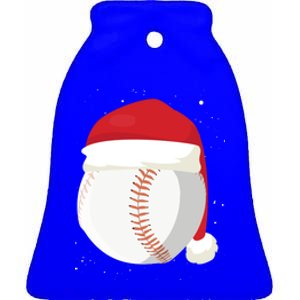 Christmas Baseball Ball Santa Claus Hat Xmas Catcher Pitcher Gift Ceramic Bell Ornament