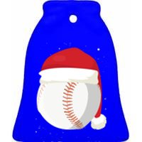 Christmas Baseball Ball Santa Claus Hat Xmas Catcher Pitcher Gift Ceramic Bell Ornament